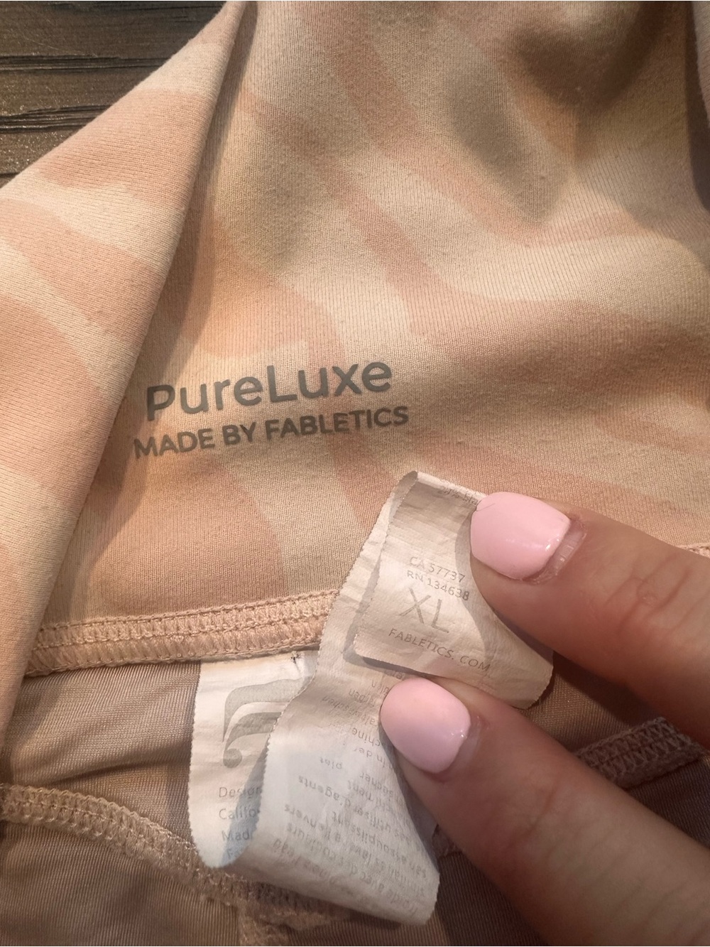 Fabletics PureLuxe Pale Pink Zebra-Stripe Leggings - Picture 2 of 3
